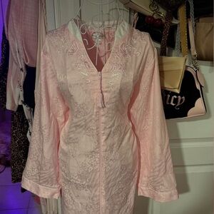 Miss elaine Pink Embroidered Zip-Up robe/ night gown